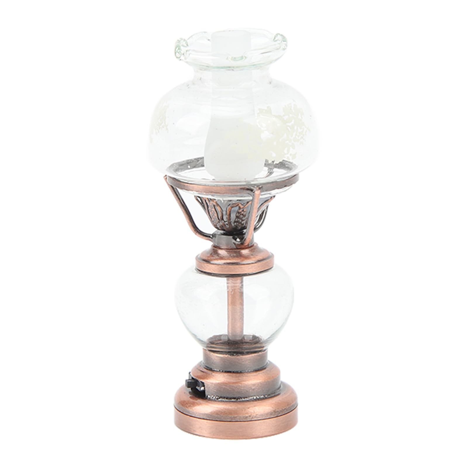 Vistreck Dollhouse Candlestick Lamp 1/12 Scale Battery Operated Vintage Mini Deco Light for Dollhouse Room (Bronze)