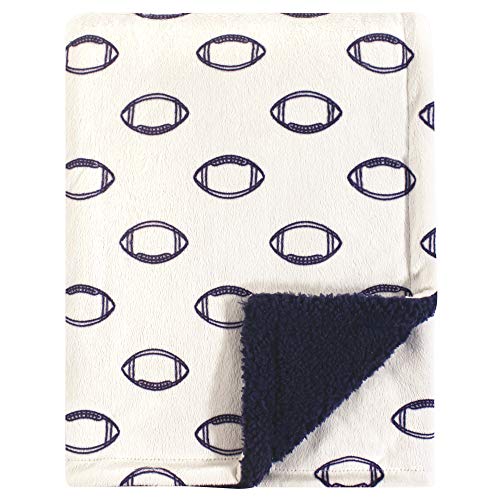 Image of Hudson Baby Unisex Baby Plush Mink and Sherpa Blanket, Football, One Size