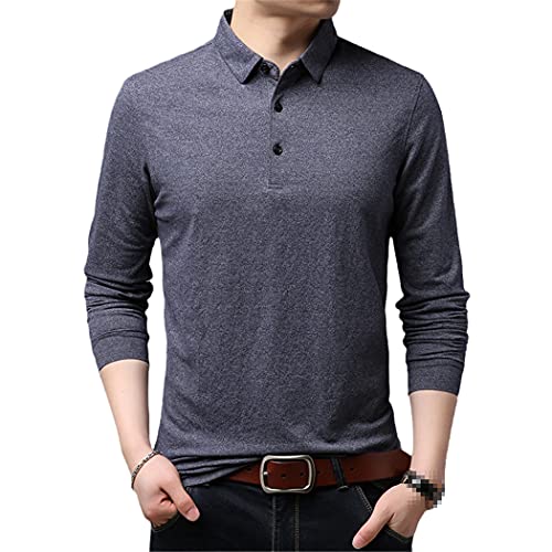 Polo manches longues homme coton ajusté gris foncé taille L chic