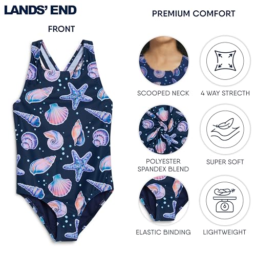 Image of Lands' End Girls' UPF 50+ Stretch Crisscross Back One Piece Swimsuit