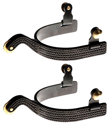212 Main Black Steel Basket Weave Roping Spurs