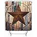 Uphome Rustic Shower Curtain Fabric Brown Vintage Farmhouse Shower Curtain Set with Hooks Western Texas Barn Star Bathroom Curtain Heavy Duty(60