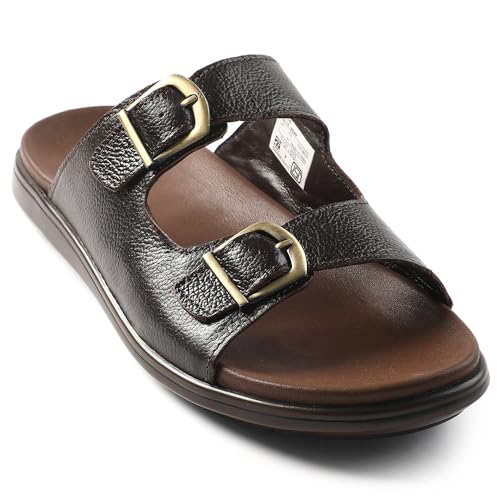 Liberty Healers MDL-11E Men Casual Sandals, Black Brown Formal