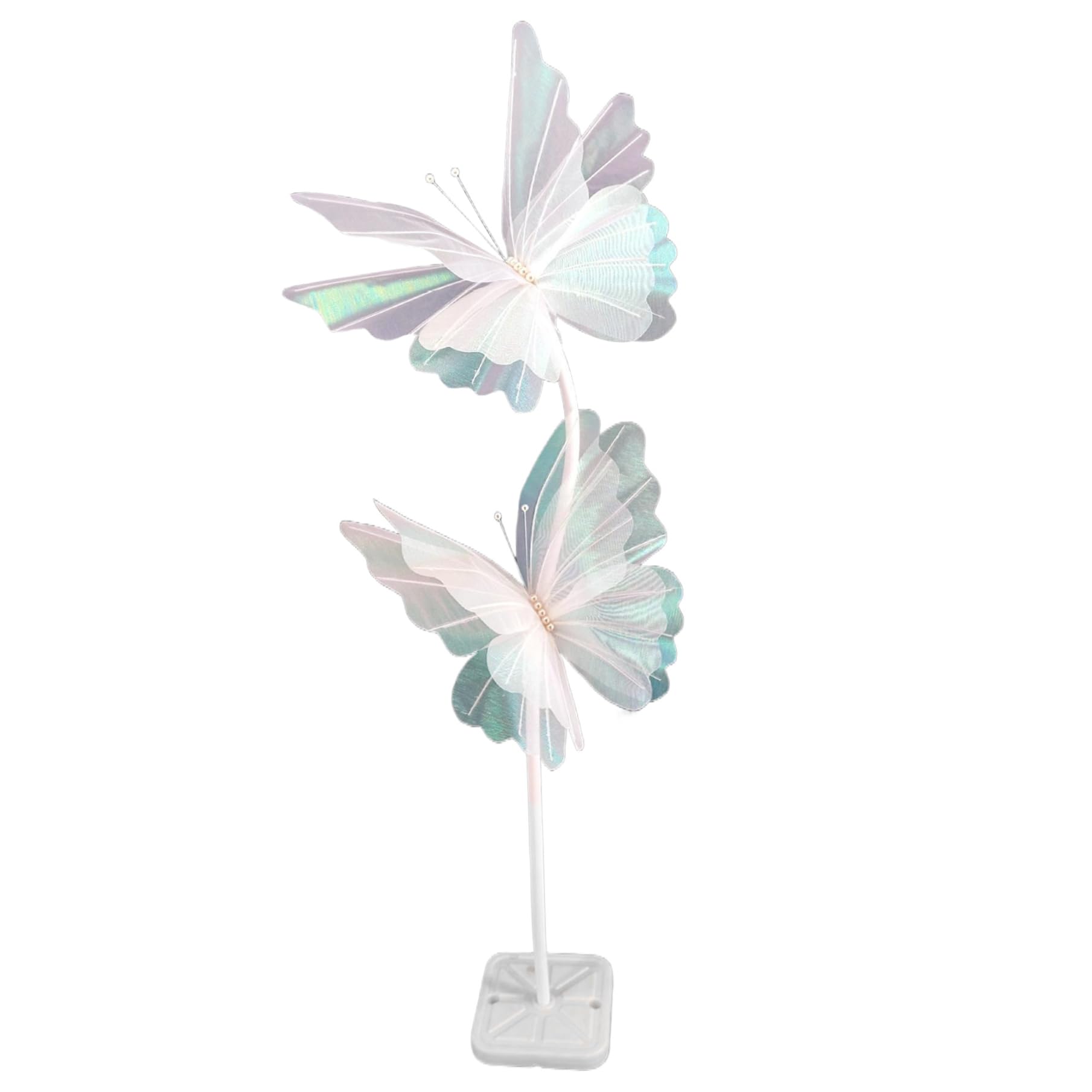Papillons de soie réaliste blanc géant de 20 pouces, accessoire d'art floral haut de gamme