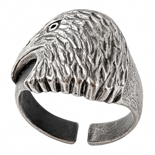 Bague aigle argent 925 bruni : bague vintage ajustable homme et femme