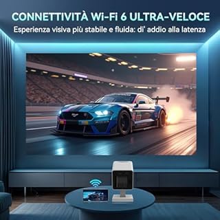 Mini Proiettore 4K Android 11, Proiettores Portatile 5G WiFi BT 5.4, Proiettore Full HD 1080P, Visione di 120 Pollici, Correzione Trapezoidale, HDMI/USB/Smartphone (bianco)