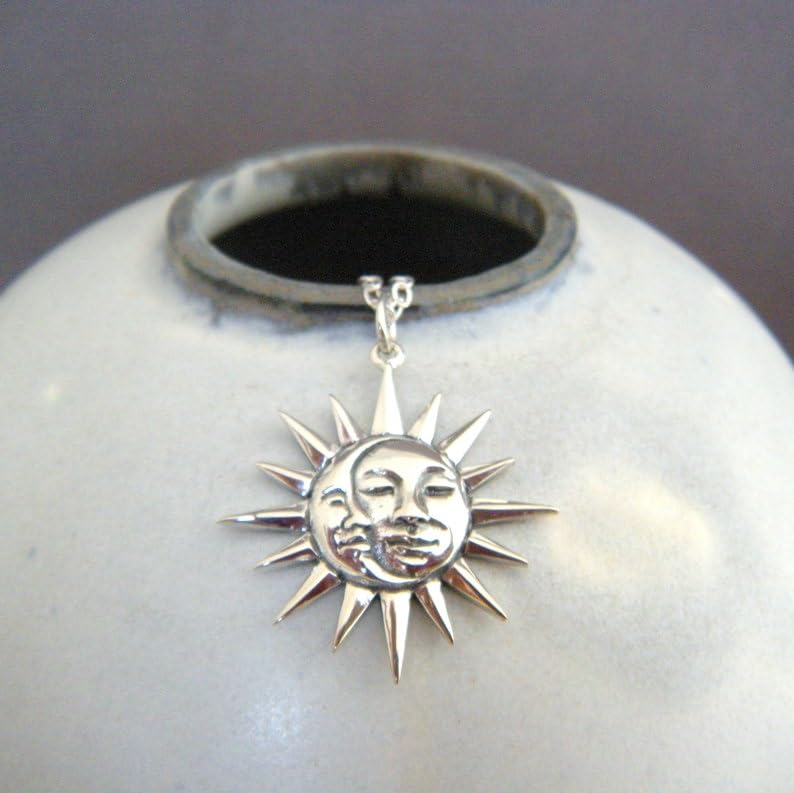 Collar de luna y sol de plata de ley 925 como regalo celestial 2