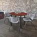 Romig Trek 48 in Round Breakroom Table- Cherry Top, Black Legs, 4 M Stack Chairs- Grey