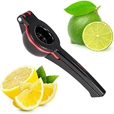Isermeo Premium Quality Lemon Squeezer with Large Bowl - Lime Juicer heavy duty, Durable & Dishwasher Safe - Manual Citrus Squeezer Press Juicing,Black and Red
