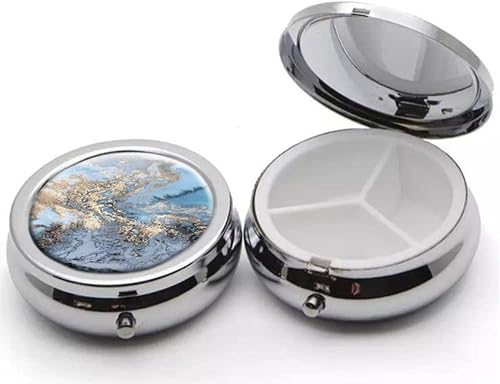 Miniatura 5 de Pastillero de diseño personalizado plateado redondo, decorativo. de metal, organizador de medicinas o vitaminas, un regalo único