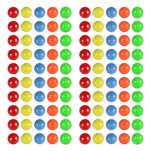 Toddmomy 100-Piece Set of Plastic Colored Marbles for Game Replacement: Suitable for Hungry Greedy Frog Game, Chinese Checkers, 15mm Diameter
