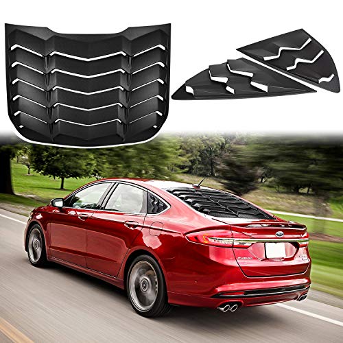 Rear & Side Window Louvers Windshield Sunshade Covers For 2013-2020 Ford Fusion S, Se, S Hybrid, Hybrid Se, Titanium, Hybrid Titanium, Energi Se, Energi Titanium In Gt Lambo Style Abs Matte Black #TOP9