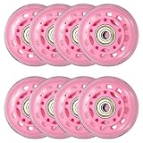 YELARXI Ruote per pattini in linea con cuscinetti, ruota di ricambio per pattini in linea per interni e esterni (64 mm, confezione da 8, rosa)