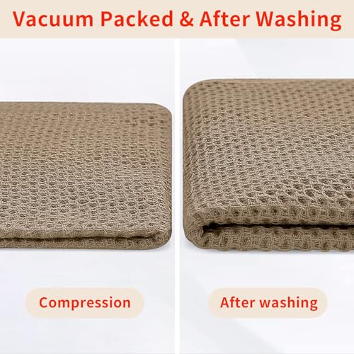 Homaxy 100% Cotton Waffle Weave Kitchen Dish Towels, Ultra Soft Absorbent Quick Drying Cleaning Towel, 13 x 28 Inches, 6-Pack, Tan