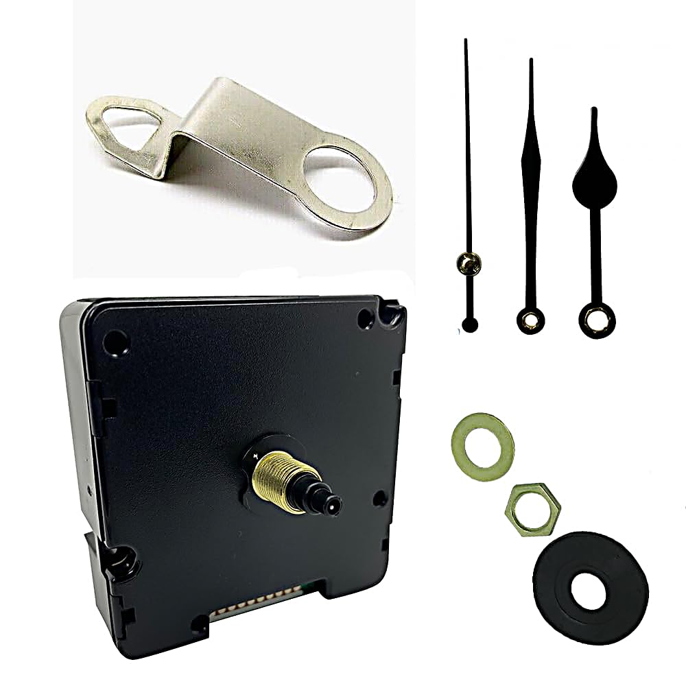 Ticking Battery Operated Automic UK Radio Controlled Clock Movement Mechanism/Motor Quartz MSF Signal (1, 73mm Black Metal Hands)