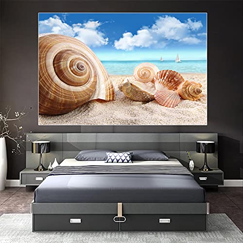 Toile Conch Shell Beach Grand Tableau pour Habiller un Grand Mur Vide de Salon