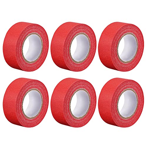 Image of uxcell 6Pcs 25mm 1 Inch Wide 20m 21 Yards Masking Tape Painters Tape Rolls Red