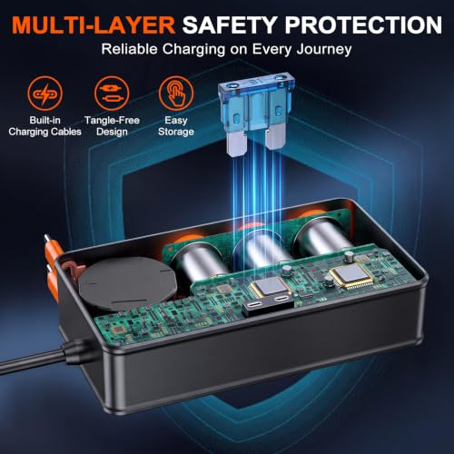 Adaptador divisor de cargador de coche sin enredos de cables 7