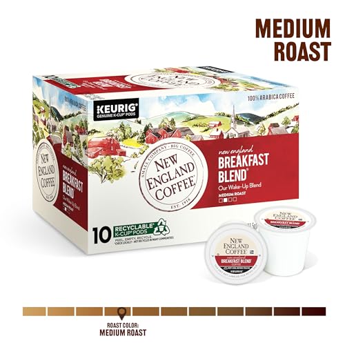 Image of New England Coffee Single Serve Pods, Breakfast Blend Medium Roast 10 Count (Pack of 6)