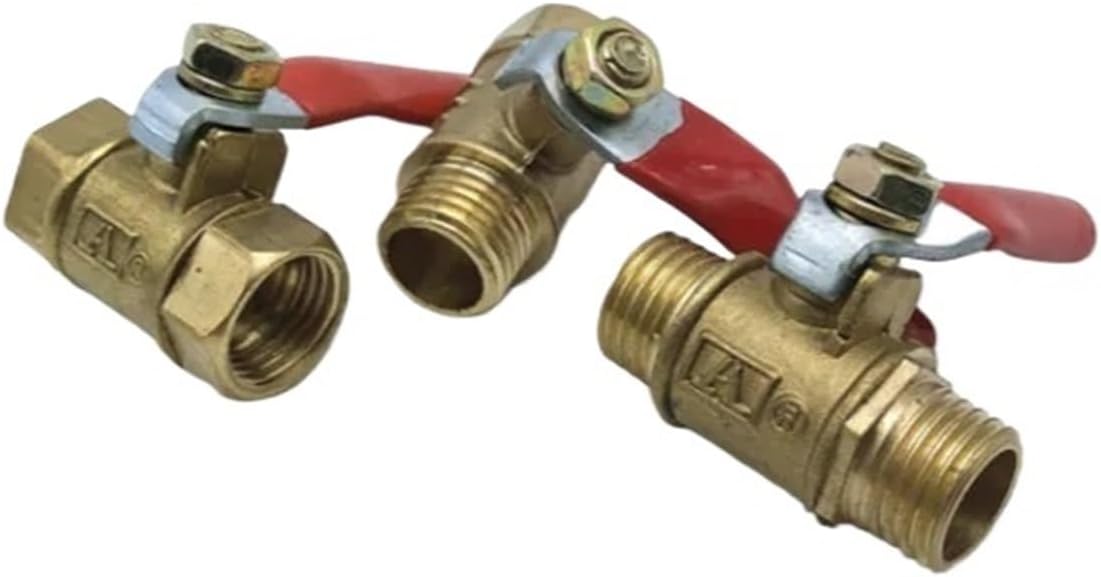 1pcs 1/8" 1/4" 3/8" 1/2" BSPT Female Male Thread Two Way Brass Pneumatic Shut Off Ball Valve Pipe Fitting Connector Coupler Adapter(1/8",BSP_FEMALE TO FEMALE)