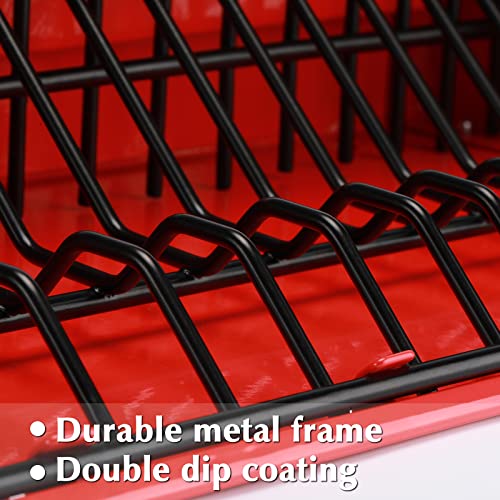 Ementol 14 Slots Plier Organizer Rack, Mounts On A Pegboard, Special Tilt Feature, Red/Black, For Toolbox Drawer Or Workbench #TOP3