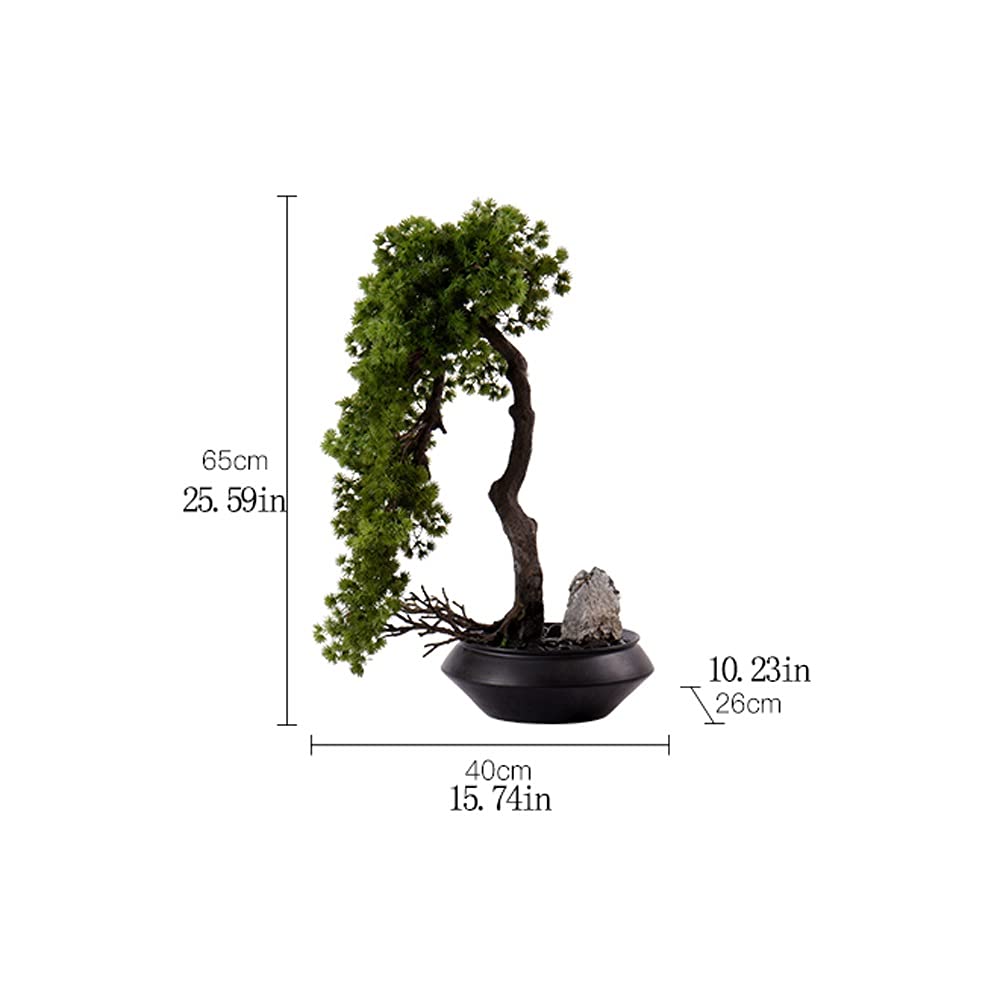 Artificielle Bonsaï Arbre Artificiel Pot de Plante en céramique Noire Pots de Fleur en céramique Noire, Cailloux Arbre Artificiel de Bureau écran Salon Salon Bureau décoration Plante Artificielles