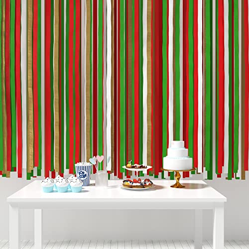 House Of Party Crepe Paper Streamers - 6 Rolls Of Red Green White And Gold Streamers 492Ft (1.8 Inch X 82 Ft/Roll) For Birthday Party Decorations #TOP2