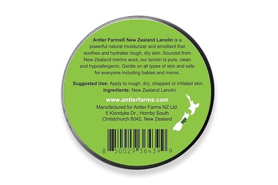 Antler Farms - 100% Pure New Zealand Lanolin, 100g, Skin Moisturizer and Protectant, Refined USP Grade Balm Lanolin Nipple Cream, Lip Balm