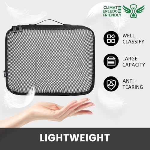 BAGAIL 6 Set Packing Cubes Luggage Packing Organizers for Travel Accessories-Black - Thumbnail 3