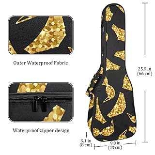 Housse pour ukulélé - 10 mm - Rembourrage épais en éponge de 53,3 cm - Avec sangles réglables pour concert soprano ténor – Image 4