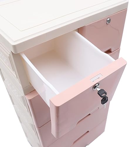 Miniatura 6 de Cómoda de plástico con 6 cajones y ruedas, armario de almacenamiento de plástico, cajones de armario, organizador alto para ropa, sala de juegos,