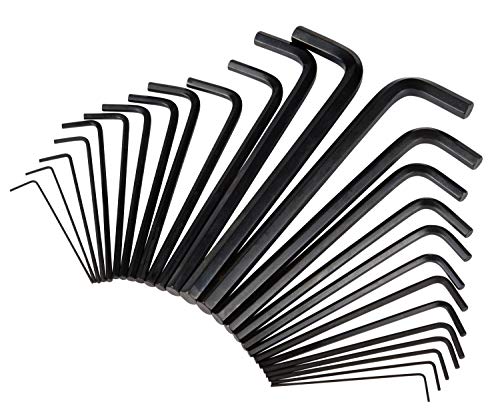 Image of Steelman 26-Piece Long Arm Hex Key Wrench Set, Inch /Metric (SAE /MM), Extended Length Driver Shafts for Long Reach, Chamfered Ends, Durable Steel Resists Distortion