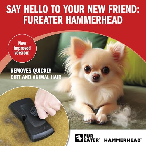 Image of Hammerhead Pet Hair Remover Vacuum Attachment, Rubber Brush | Wide Lamellae Head, Dog & Cat Hair, Сouch, Carpet & Upholstery, Vacuum or Hand Use, Fits 1-1 /4, 1-3 /8 & 1-1 /2 in Round Hoses