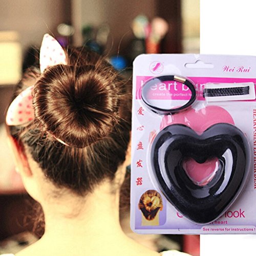 NUOLUX Hair Donut, Heart Shape Donut Hair Bun Maker，5 Pack