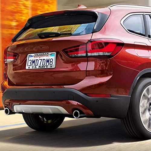 2 Pack Stainless Steel Silver Veteran Navy License Plate Frame Us Navy License Plate Cover With Chrome Screw Caps & 2 Holes (Vet001) #TOP3
