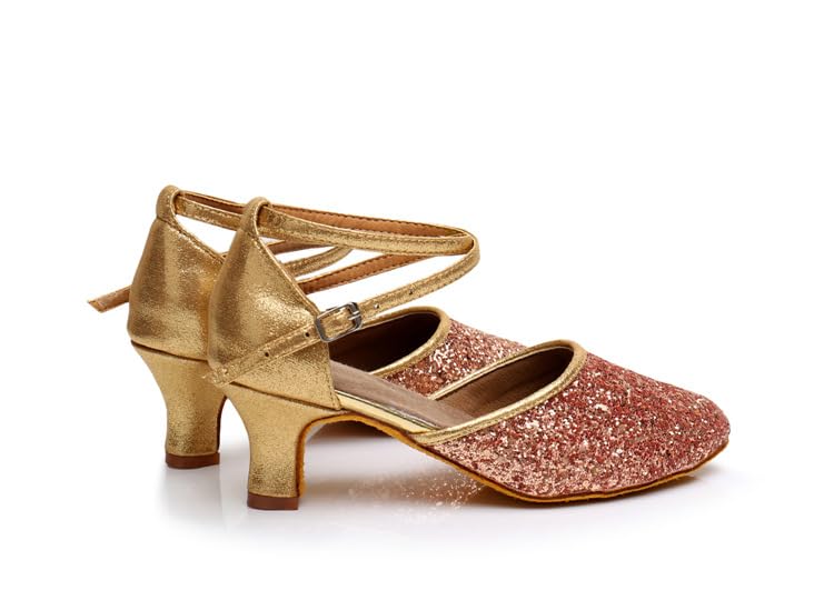 Womens Latin Dance Shoes Heeled Ballroom Salsa Tango Party Flamenco Latin Sequin Comfortable Non-slip Dance Shoes3