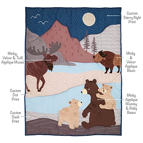 Lambs & Ivy Big Sky Blue/Brown Woodland Animals 4-Piece Baby Crib Bedding Set #TOP2