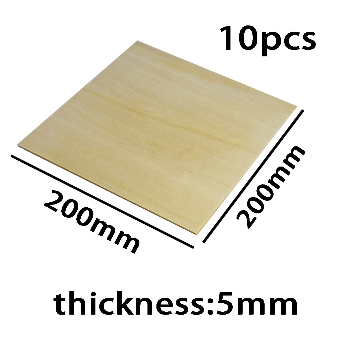Lindenholz Platten Sperrholzplatte Balsaholz Platte Unfertige Holzplatte Basteln Unlackiert für DIY Modell Kunst und Handwerk Gemälde Länge 200mm Breite 200mm 10St,Thickness 5mm