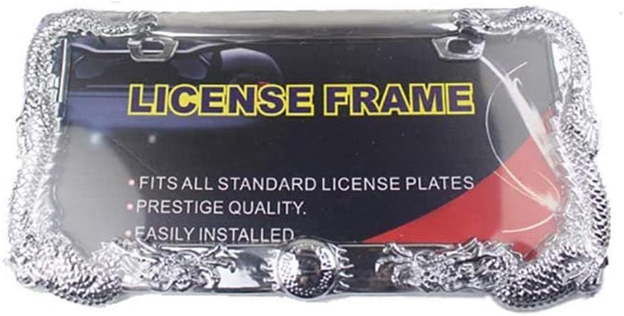 YOUNGERCAR ABS Plastic License Plate Frame 3D Dragon Style Chrome Holder Tag Cover 2 Hole W/O Caps Standard Size License Universal Fit - Image 2