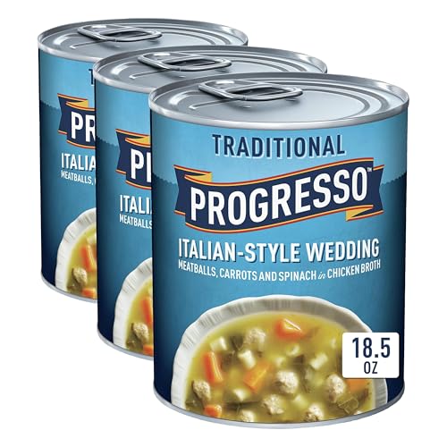 Image of Progresso Italian-Style Wedding Soup, Traditional Canned Soup, 18.5 oz (Pack of 3)