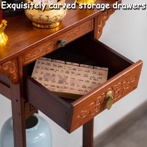 Mesa de Altar China de peral 66cm con almacenamiento para nicho de Buda 7