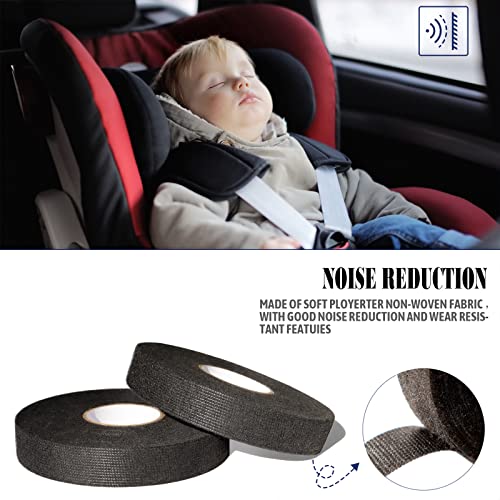 Mebmik 2 Rolls 0.75In(W) X 82Ft(L) Cloth Electrical Tape,Wire Loom Tape,Automotive Wiring Harness Wrap Tape,Car Audio & Video Wiring Harnesses,Automotive Wire Wrap Protection/Noise Reduction #TOP5