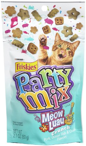 Friskies Party Mix Meow Luau Crunch - Pork, Ocean Fish & Crab - 10x2.1oz