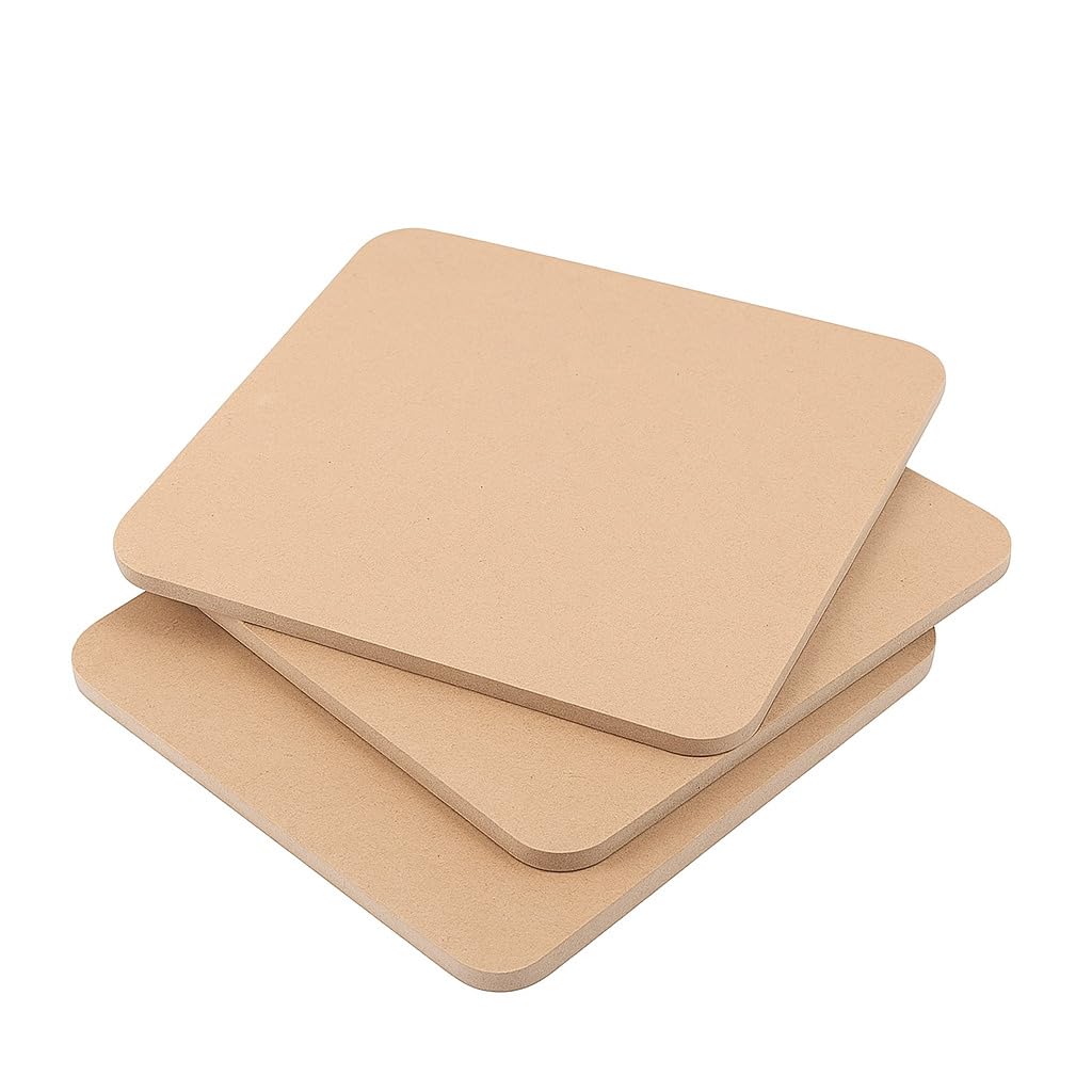 American Elm 6 Pack 4x4 Inch Round Corner Square MDF Board for Lippan Art Mandala Painting DIY Craft 5.5mm Thick MDF Sheet Square Wooden Board for Resin Art-image-34