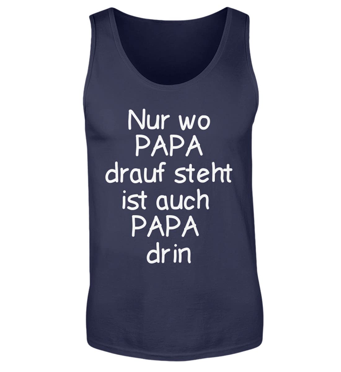 Camiseta de tirantes para hombre azul oscuro talla L con frase en alemán 3