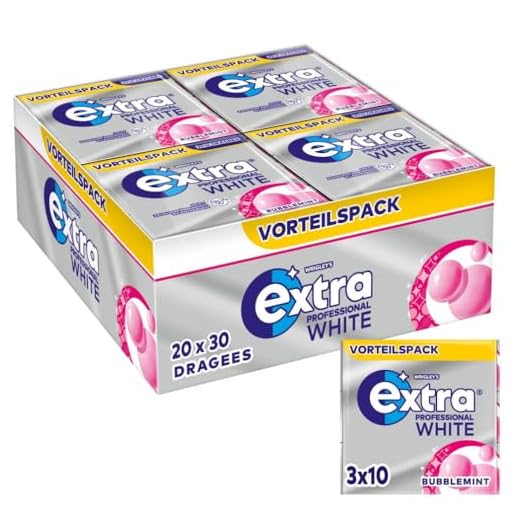 Extra Professional White Bubblemint, Zuckerfreier Kaugummi, Multipack mit 20x30 Dragees, Für frischen Atem