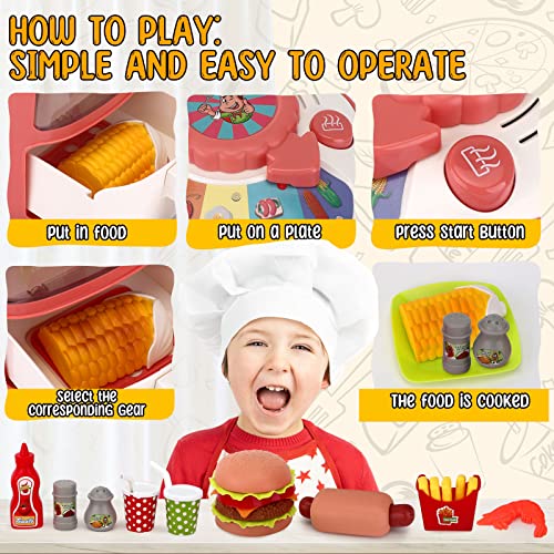 Toy Air Fryer Kids Play Kitchen With Hamburger Fries Cola Fried Chicken Cookware, Kitchen Playset Toy Play Kitchen Accessories For 3 -5,4-8 Year Old Boys Girls Toddlers #TOP4