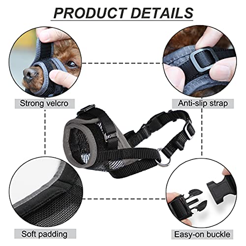 Dog Muzzle For Small Medium Large Dogs To Prevent Biting Chewing And Licking, Soft Breathable Mesh Muzzle With Velcro, Adjustable Straps And Secure Buckle (M, Grey) #TOP1