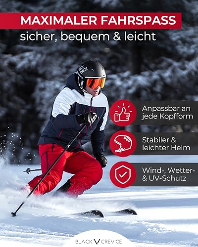 BLACK CREVICE Skihelm Kaprun Mit Visier im Pilotenstyle | Herren & Damen Unisex Snowboard-Helm |...