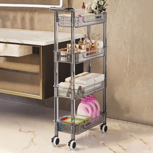 HDHDHJ Schmaler Acryl Badrollwagen 4-Tier